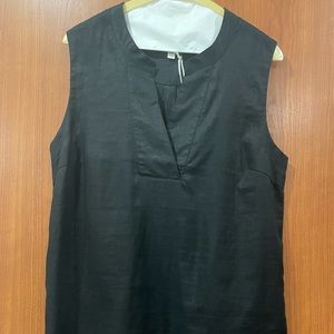 Garnet Hill Black Linen Sleeveless Tunic
